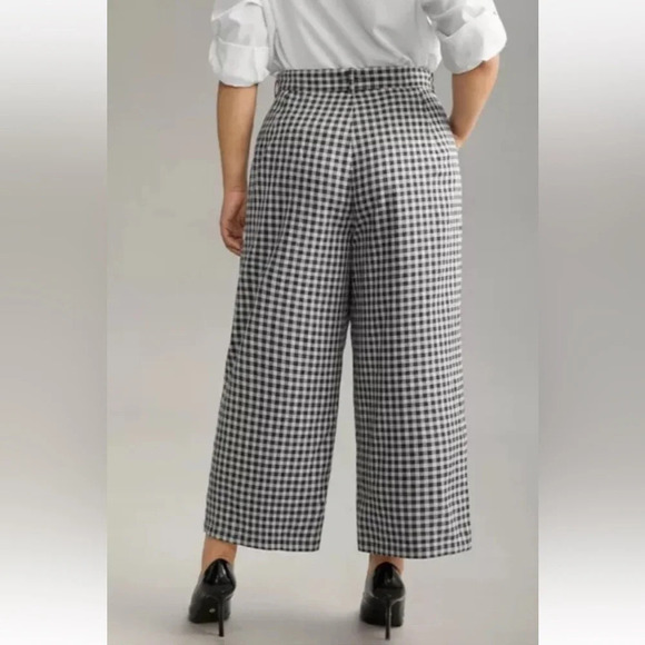 Lane Bryant Black White Plaid Wide Leg‎ Cropped Pants Women Size 20 (1414) - Picture 3 of 7